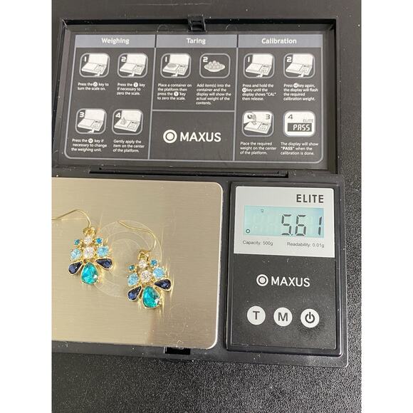 NWT Gemma Layne Sterling Vermeil Earrings Multicolor Rhinestones Dangle Cluster - Picture 6 of 6